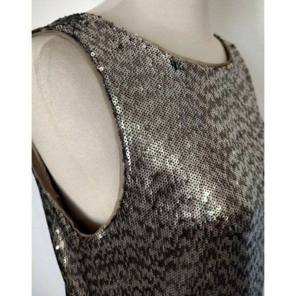 White House Black Market Sequin Dress Silver Gold M Cocktail Party Metallic - Picture 5 of 10